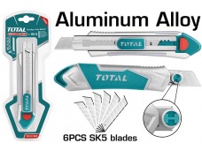 Нож с выдвижным лезвием 18mmx100mm, 6 лезвий, усиленный TOTAL